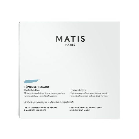 Confezione Matis Paris Réponse Regard Hyalushot-Eyes, maschere occhi in biocellulosa con siero per il contorno occhi